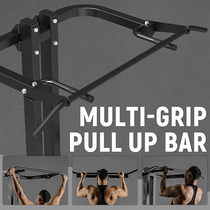 Assisted Pull Up Machine, GMWD 600LBS Leverage Assisted Chin and Dip Machine, 4 in 1 Plate Loaded Gym Equipment, Pull Up Machine with 1:1 Counterweight System & Band Peg for Home Gym