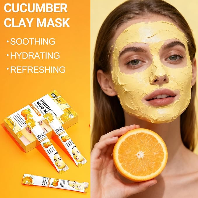 Erinde 30PCS Facial Clay Mask Set - Dead Sea Mud, Vitamin C & Cucumber Spa Clay Mask Face Skin Care Set, Mud Masks Deep Cleansing Skin, Blackhead Removal, Men & Women Moisturizing Facial Mask Gift Set