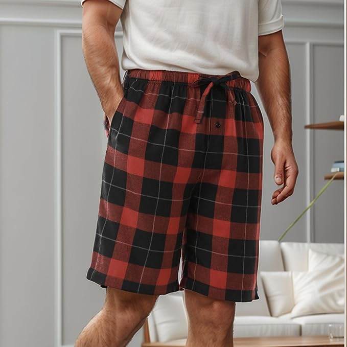 BAMBOO COOL Men's Pajama Bottoms Plaid Pajamas Pants for Men Soft Long Lounge Woven Pj Sleep Pant with Pockets