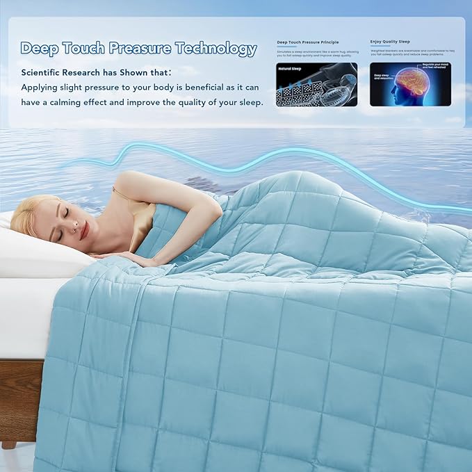 Topcee Weighted Blanket for Adults (15 lbs, 48" x 72") Twin Size Soft Cooling Heavy Blanket Sleeping, Apply to 130-160 lbs Body, Thick Breathable Blanket with Glass Bead, Easy Care