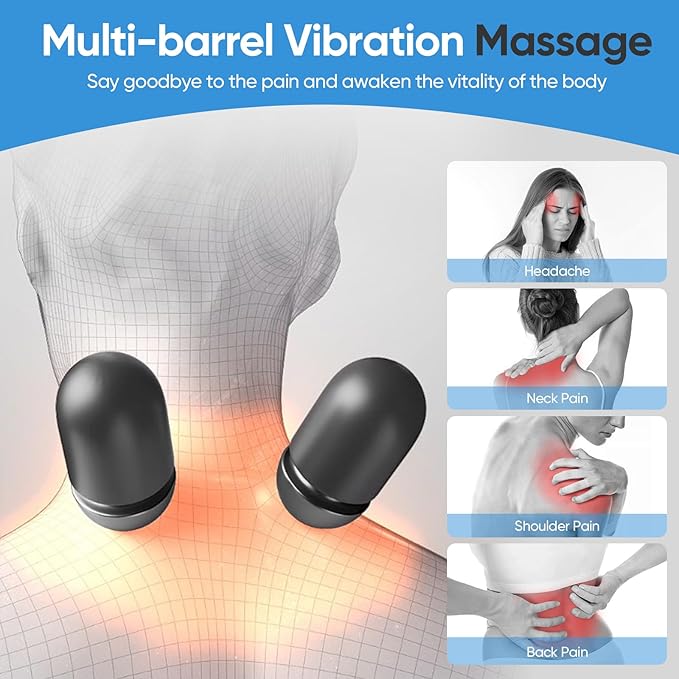 Neck Massager Pillow, 4-in-1 Neck Massager with Heat Massage and Stretching to Relieve Pain Boost Circulation,and Restore Natural Alignment (Dark Gray)