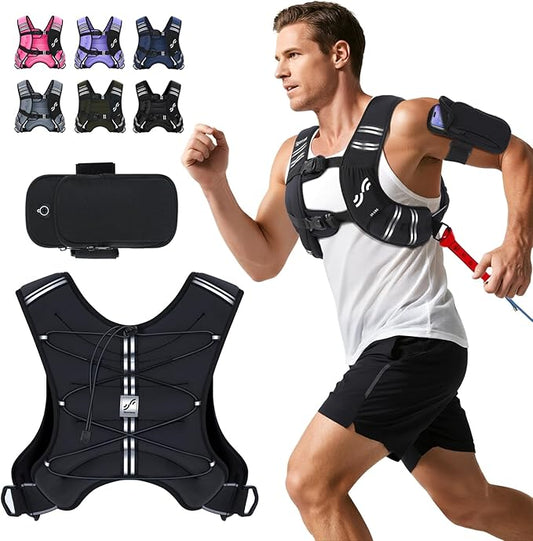 Sportneer Weighted Vest Woman: 8lb/12lb/15lb/20lb/25lb Weight Vest with Detachable Phone Bag, Adjustable Women Weighted Vest Rucking Vest for Walking Strength Training Muscle Building Weight Loss