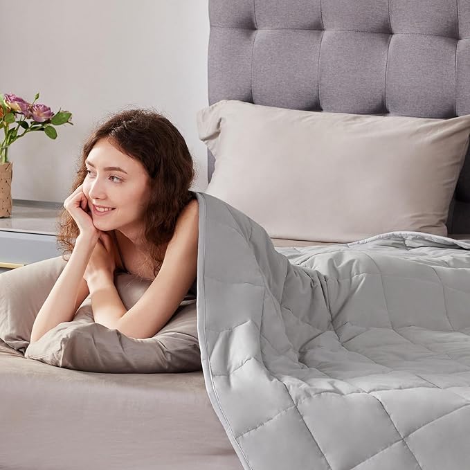 Weighted Blanket Queen/King Size (80"x87" 22lbs),Ultra Soft and Cozy Cooling Weighted Blanket for Adult,Heavy Blanket with Machine Washable Soft Blanket, Stone Grey