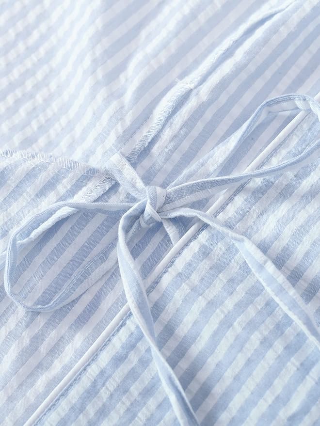 Latuza Women's Seersucker Robe Cotton Bathrobe with Pockets