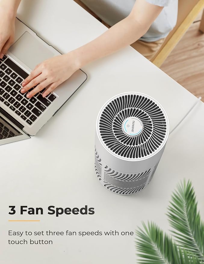 Nuwave Oxypure Air Purifiers 3XL H13 HEPA Filter for Home Bedroom, 17dB, 360° Air Intake, Removal to 0.1 Micron Smoke Dust Pollen Pet Hair Odor, Air Quality Sensor, Energy Star