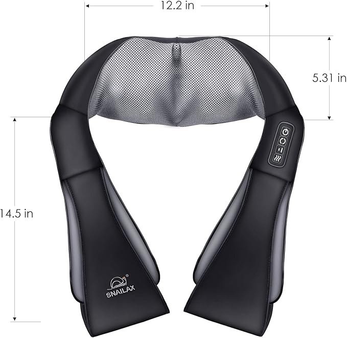 Snailax Cordless Massager - Shiatsu Neck and Shoulder Massager with Heat, Portable, Lumbar, Back Electric Massage Pillow, Christmas Gift