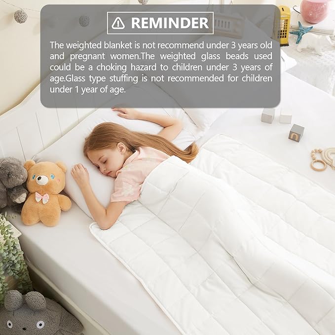 L'AGRATY Weighted Blanket - 36"x48" 3lbs Cooling Breathable Heavy Blankets Microfiber Material with Glass Beads for Adult All-Season Summer Fall Winter Soft Thick Comfort