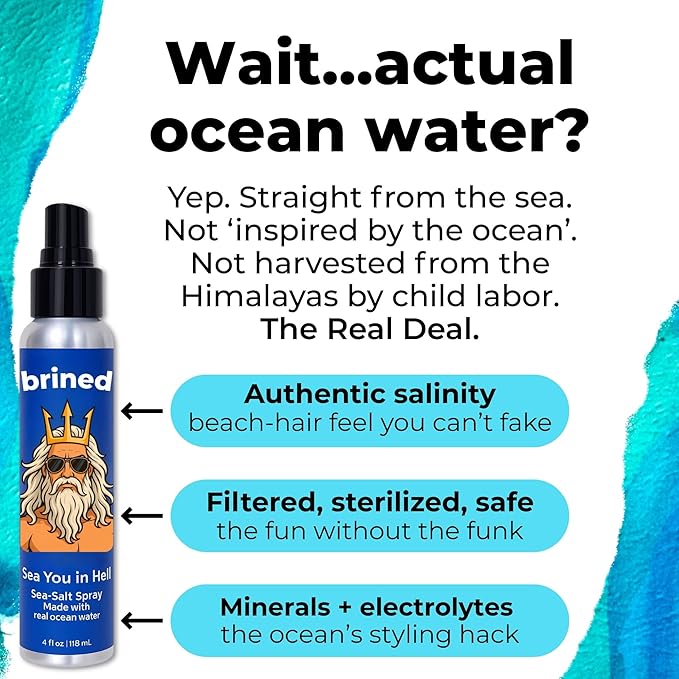 Sea Salt Spray for Hair Men & Women | Real Ocean Water Texturizing Spray | Beach Hair, Waves, Volume & Matte Finish | Aloe, Kelp & Vitamin B5 | Sulfate-Free, Paraben-Free | 4oz