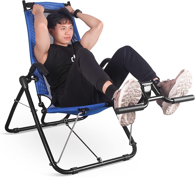 Leikefitness Ab Exercise Chair Core Strengthening Lightweight Foldable Sport Abdominal Exerciser Strength Training Inversion Equipment AB3900(Blue)