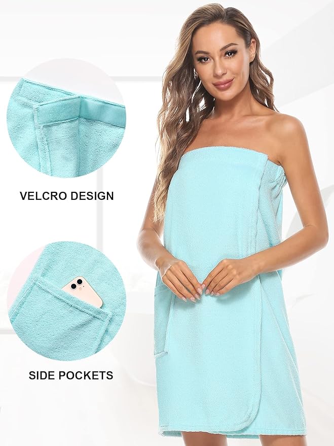 Knuffnee Women's Bath Wrap Towel Shower Spa Body Wrap Adjustable Closure Bathrobe