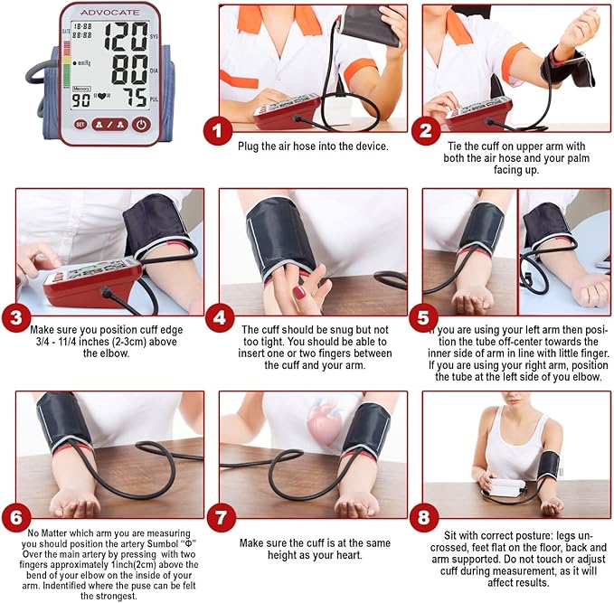 Digital High Blood Pressure Monitor for Home Use, Automatic Readings for Upper Arm Fit, Records Data for up to 2 Separate People, BP Cuff Machine Extra Large