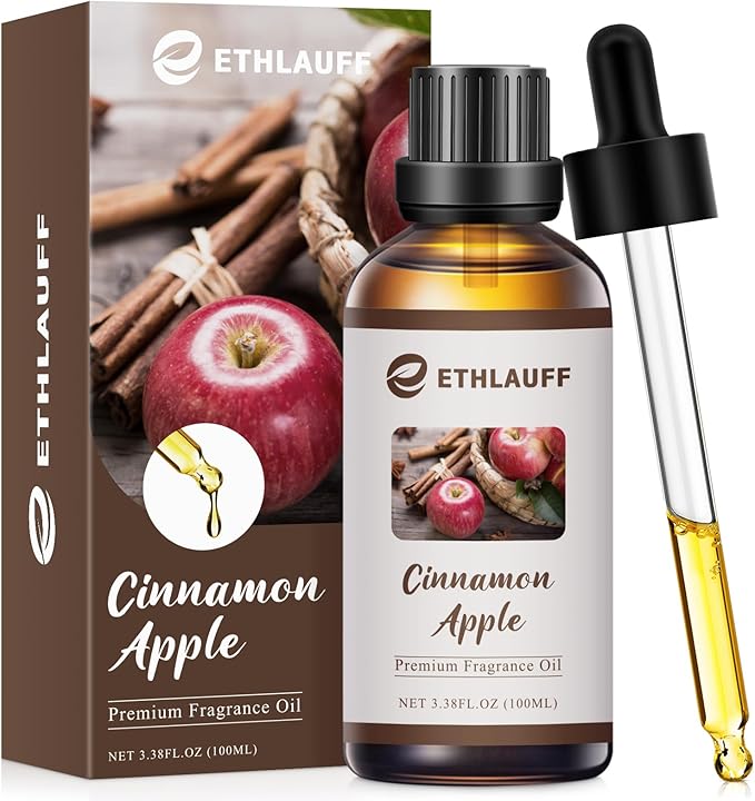 Cinnamon Apple Essential Oil, 100ml Fall Essential Oil for Diffusers for Home,Candle Scented Oils for Soap Making, Bath Bombs, Massage -3.38FL.OZ