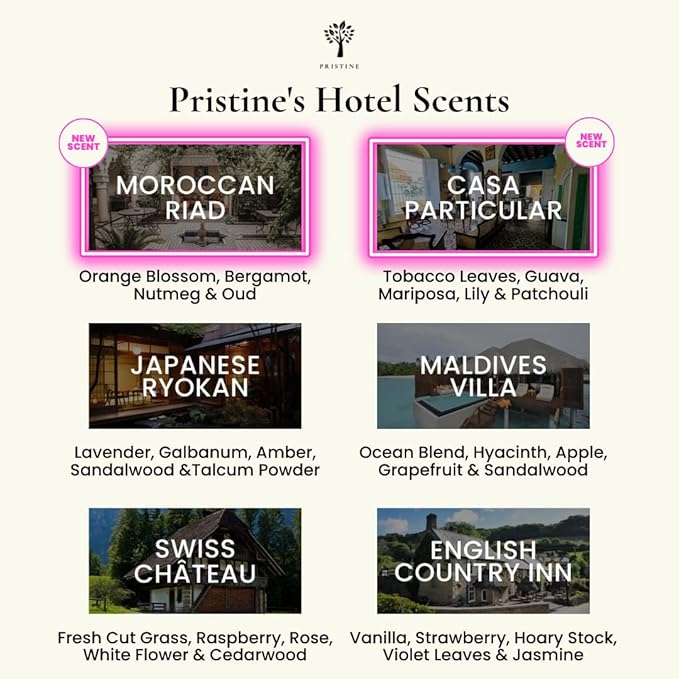 PRISTINE Top 4 Hotel Blend Essential Oils 4 Pcs Set for Electronic Diffuser for Home, Humidifier, Aromatherapy Fragrance for Home (English Country Inn,Maldives Villa,Swiss Château,Japanese Ryokan)