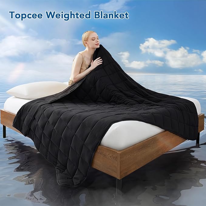Topcee Weighted Blanket (20lbs 80"x87" King Size) Soft Cooling Heavy Blanket Sleeping, Apply to 190-210 lbs Body, Thick Breathable Blanket with Glass Bead, Easy Care