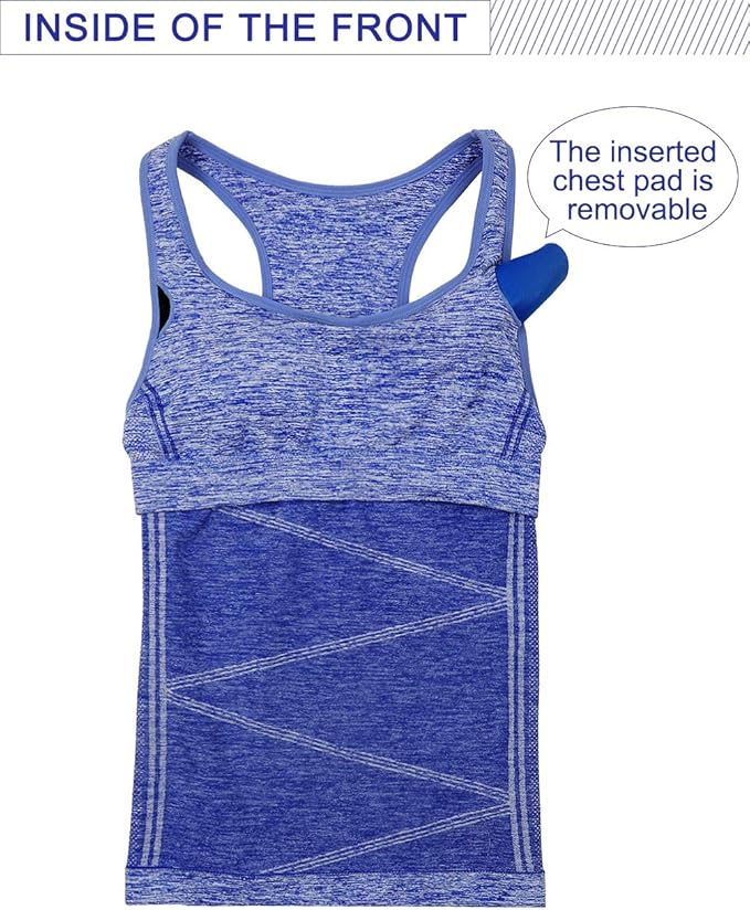 Disbest Yoga Tank Top, Women's Performance Stretchy Quick Dry Sports Workout Running Top Vest with Removable Pads