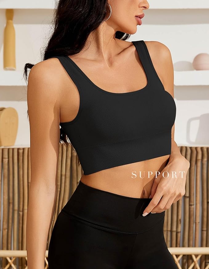Womens Sports Bras, Yoga Comfort Seamless Stretchy Sports Bra for Women 3 Pack