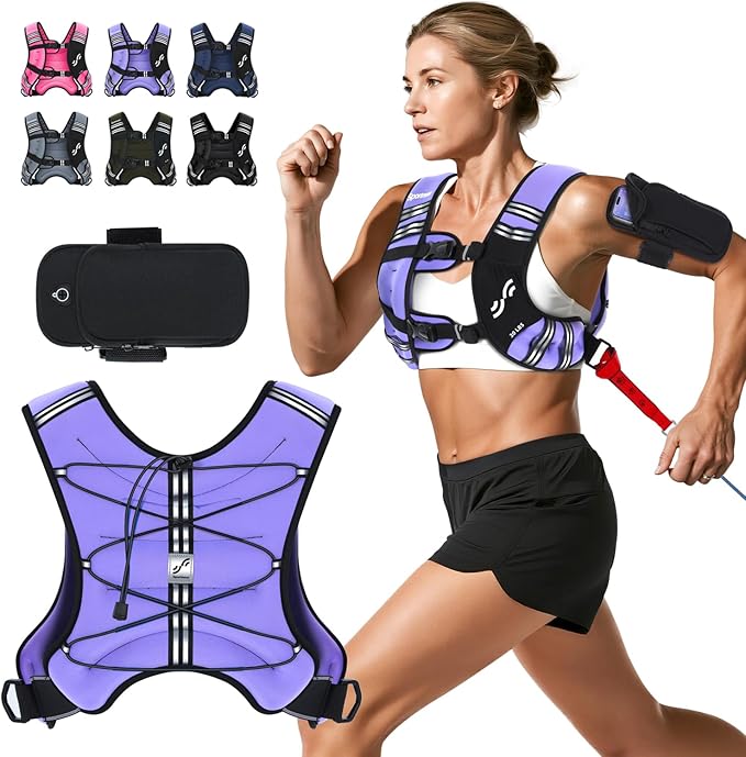 Sportneer Weighted Vest Woman: 8lb/12lb/15lb/20lb/25lb Weight Vest with Detachable Phone Bag, Adjustable Women Weighted Vest Rucking Vest for Walking Strength Training Muscle Building Weight Loss