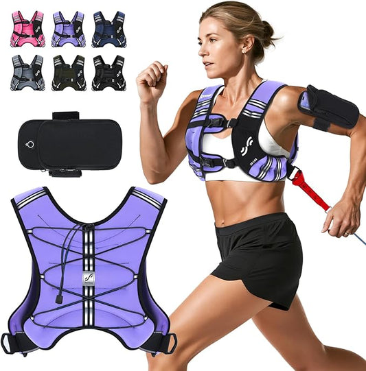 Sportneer Weighted Vest Woman: 8lb/12lb/15lb/20lb/25lb Weight Vest with Detachable Phone Bag, Adjustable Women Weighted Vest Rucking Vest for Walking Strength Training Muscle Building Weight Loss
