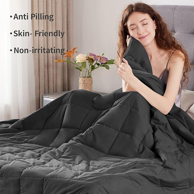 Weighted Blanket Queen Size (60"x80" 17lbs),Ultra Soft and Cozy Cooling Weighted Blanket Queen Size for Adult,Heavy Blanket with Machine Washable Soft Blanket, Black