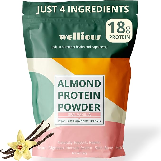 wellious Clean Vegan Protein Powder Vanilla - Plant Based Protein, Dairy Free, for Gut Health, No Sodium, High Fiber, Keto Friendly, Non Dairy, Lactose Free Protein Powder
