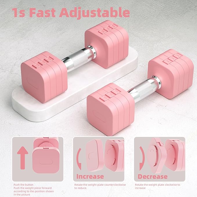 20LB Adjustable Dumbbell Set, 10lb Dumbbells Set of 2, 5 in 1 Free Weights Set, Each 4lb 6lb 8lb 10lb for Women & Men for Home Gym Exercise Workout Strength Training Equipments