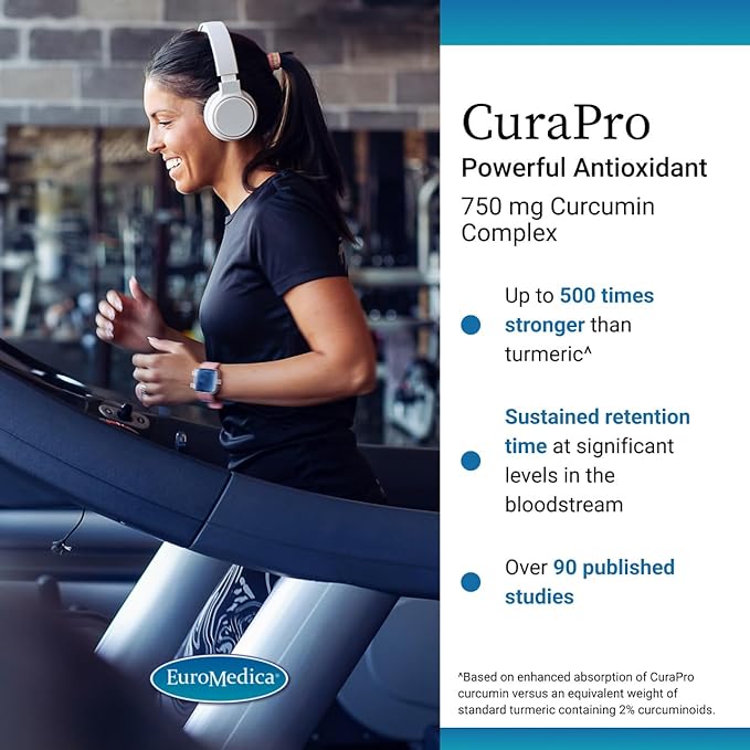 EuroMedica CuraPro - Antioxidant Supplement for Brain & Heart Health Support - Dietary Supplement with High-Potency Curcumin Complex - Kidney, Liver & Immune Health Support - 30 Softgels