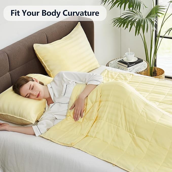 Weighted Blanket Kids (36"x48" 3lbs),Ultra Soft and Cozy Cooling Weighted Blanket Kids,Heavy Blanket with Machine Washable Soft Blanket, Yellow