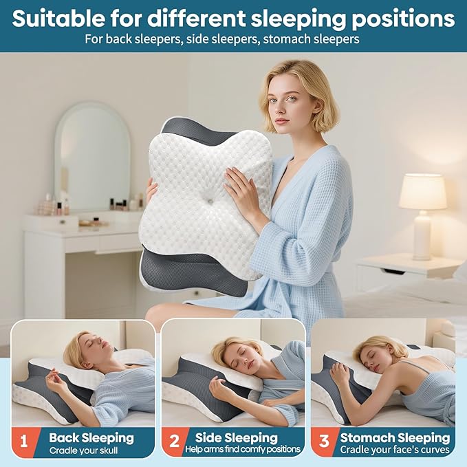 Cervical Pillow for Neck & Shoulder Pain Relief Sleeping - Ergonomic Contour Pillows - Memory Foam Pillow for Side, Back & Stomach Sleepers