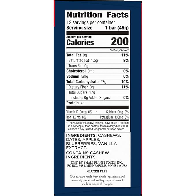 Larabar Blueberry Muffin Fruit and Nut Bars, Gluten Free and Vegan, 19.2 oz, 12 Ct
