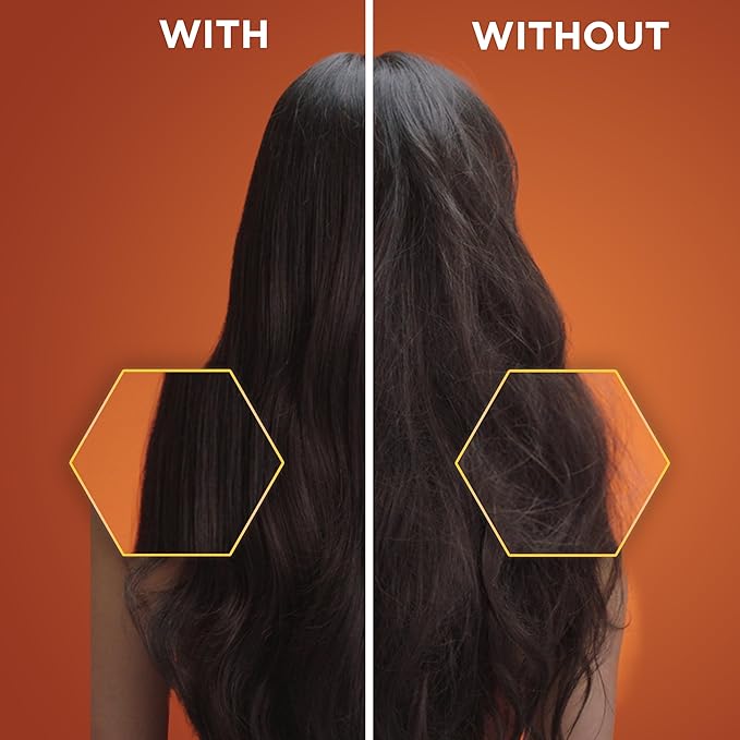 Garnier Whole Blends Honey Treasures Repairing Shampoo (22 Fl Oz), Conditioner (22 Fl Oz) + Hair Honey Milk 450F Heat Protectant Spray (2 Count) (8.5 Fl Oz) (4 Items), Bundle (Packaging May Vary)