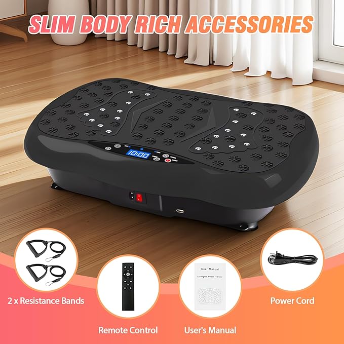 ALSO GO Vibration Plate Exercise Machine, 120-Level & 3 Workout Modes Vibration Board for Weight Loss/Lymphatic Drainage, 400lbs Capacity with Resistance Bands, Full Body Platform for Home Fitness