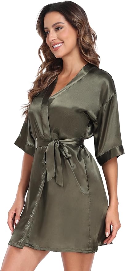 Women's Pure Short Silky Robes Bridesmaid Bride Party Satin Robes Sleepwear