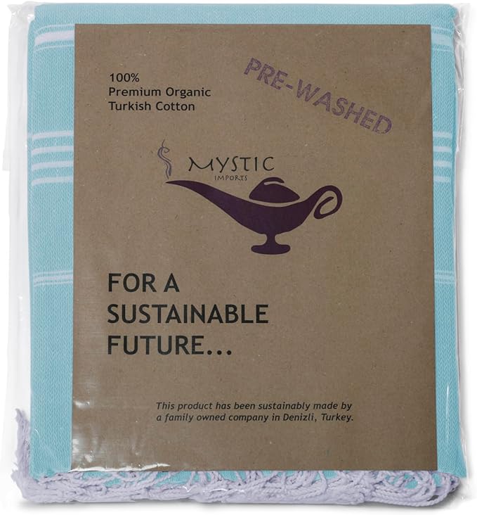 Turkish Beach Towel 100% Organic Cotton Extra Large Oversized (39 x 71 Inches) Quick Dry Sand Free Light Weight Prewashed for Bath Beach Gym Yoga Travel Towel Blanket (Mint Green)