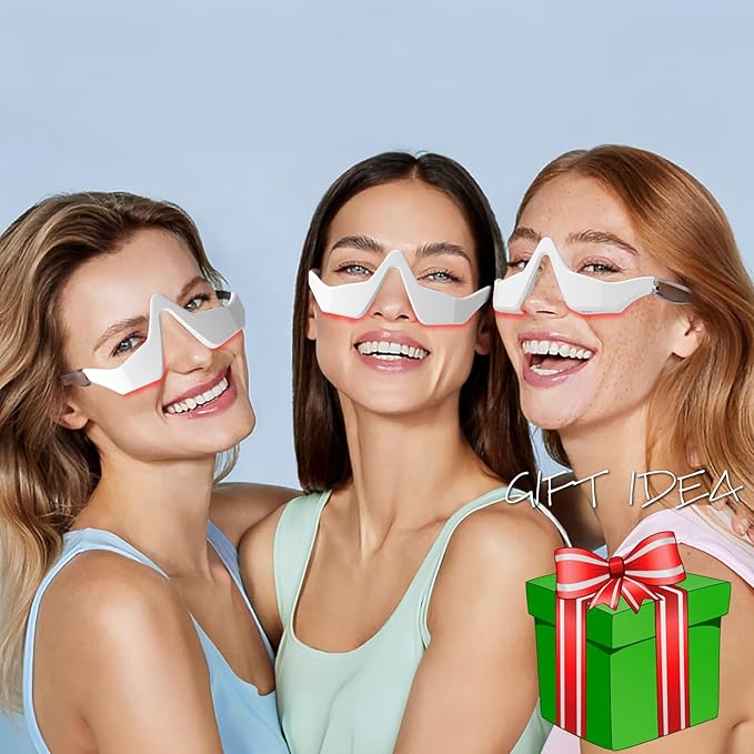 Under-Eye Red Light Therapy Device, Red Light Therapy Glasses Microcurrent Eye Massager Red Light Eye Mask for Eye Bags Dark Circles Puffiness Wrinkles Fine Lines
