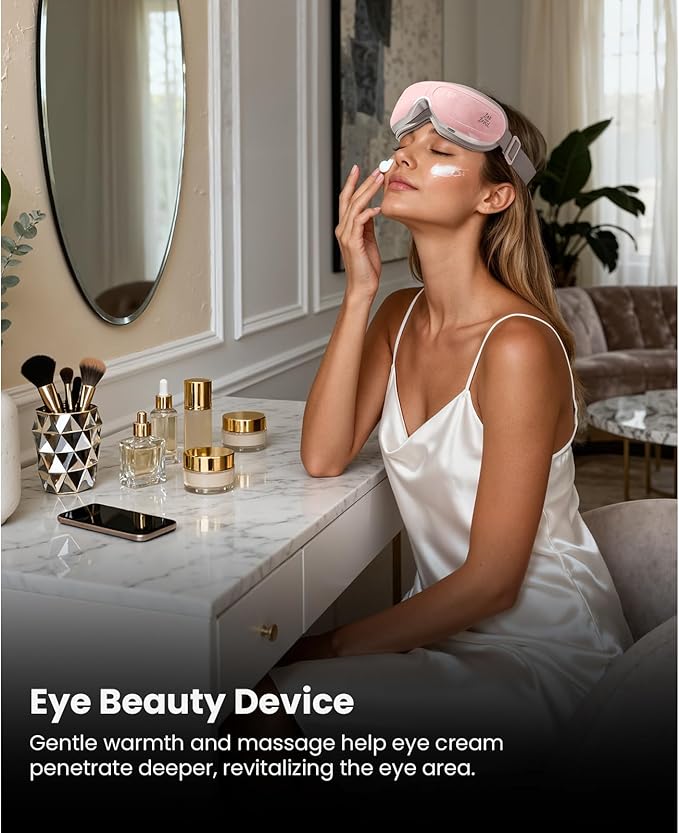 BOB AND BRAD Eye Massager FSA Eligible/HSA Eligible, EyeOasis 2 Temple Massager with Heat, Smart Eye Mask for Migraine with BT Music, Reduce Dry Eyes Improve Sleep, Birthday Gifts for Women Mom Wife