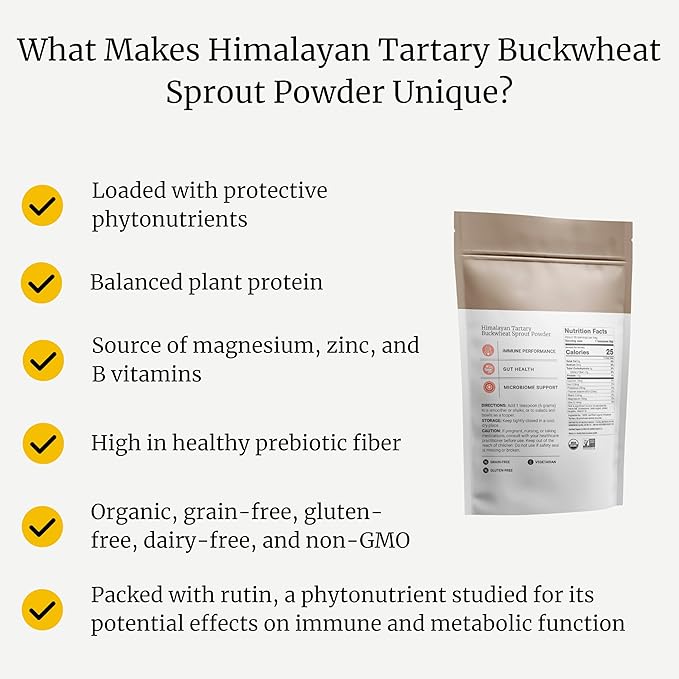 BIG BOLD HEALTH Himalayan Tartary Buckwheat Sprout Powder - Immune Support Superfood with 200x More Polyphenols, Prebiotic Fiber, Non-GMO, Gluten-Free, Grain-Free, Vegetarian, 30 Servings