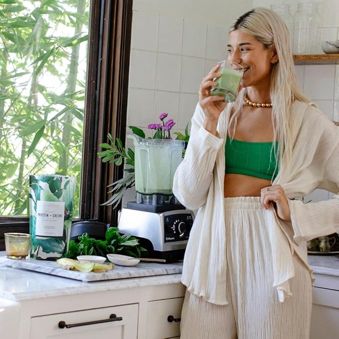 SAKARA Protein + Greens Super Powder – 30 Servings, Organic Plant-Based Blend with Hemp, Pumpkin, Pea Protein, Wheatgrass & Spirulina, Vegan Superfood Drink Mix