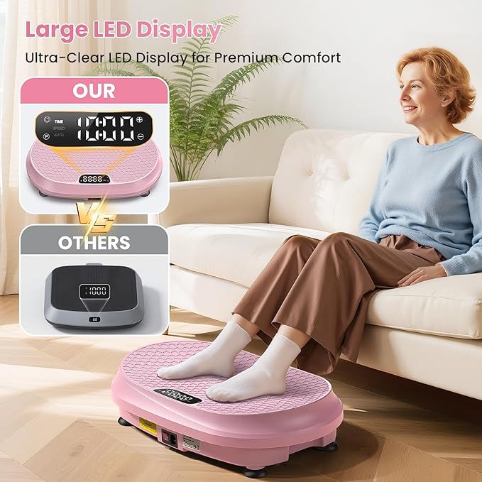 Curved Vibration Plate Exercise Machine, XL Vibration Plate 400 lbs Capacity with 9 Auto Modes and 120 Adjustable Speeds, Whole Body Vibration Plate Machine for Home Women Men