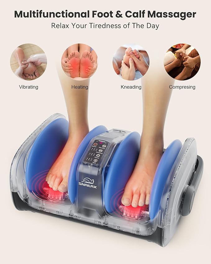 Snailax Foot Massager, Foot Calf Massager with Heat, Leg Massager with Compression, Kneading, Vibration, Shiatus Foot Massager Machine