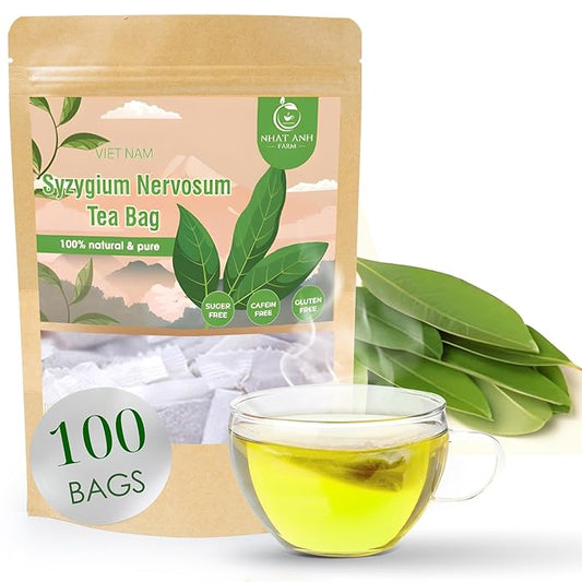 NHAT ANH FARM - Premium Syzygium Nervosum Tea Bags, 100 Syzygium Nervosum Tea Bags, 100% Natural Dried Syzygium Nervosum Leaves, Naturally Sweet Herbal Tea, Sugar-Free, Caffeine-Free, No Additives.