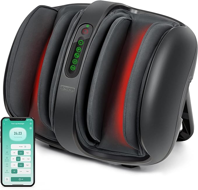 Nekteck Foot Massager with Heat, FSA Eligible Shiatsu Leg Massager for Circulation and Pain Relief, HAS Air Compression Foot Massage Machine for Plantar Fasciitis Neuropathy Calf Arm Muscle Relax