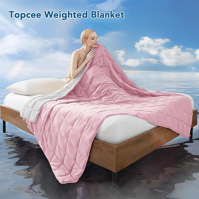 Topcee Weighted Blanket for Adults (15lbs 48"x72"), Minky Dots Heavy Blanket for Woman, Man Sleeping, Soft, Cozy and Cooling Weighted Throw Blankets, Machine Washable, Grey