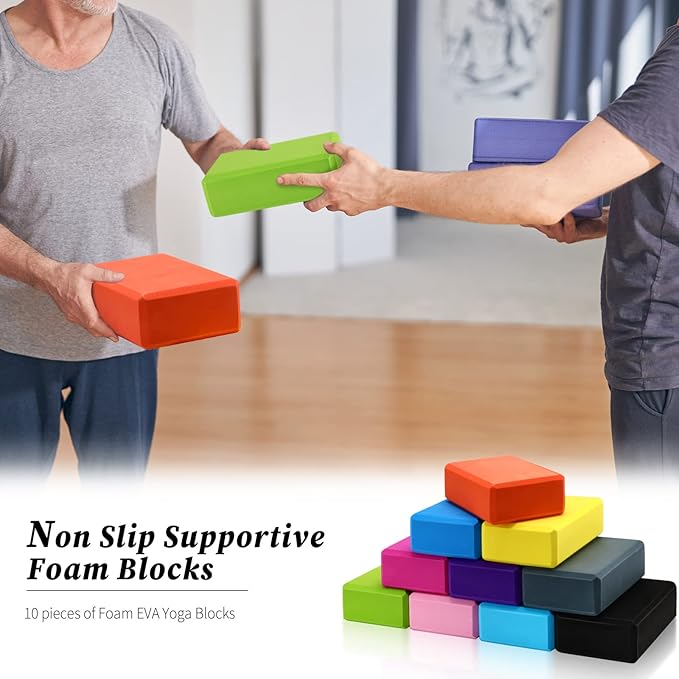 20 Pcs Foam EVA Yoga Blocks Lightweight Yoga Bricks Non Slip Supportive Foam Blocks Yoga Prop Accessories for Yoga, Pilates, Stretching and Meditation, Women Men Yogi Yoga Beginners (Multicolor)