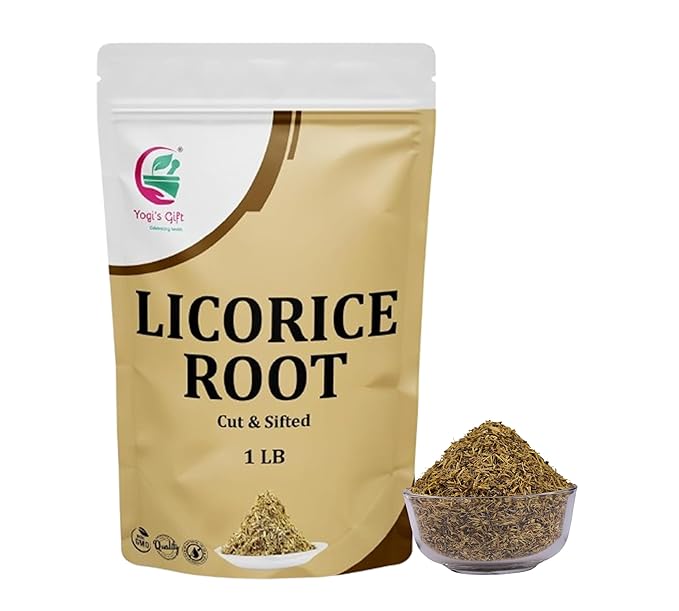 Licorice Root 1 LB, Cut and Sifted, 100% Pure & Natural Dried Licorice Root, Premium Quality, Ideal for Tea, Herbal Blends, and Wellness Uses - By Yogiโs Giftยฎ