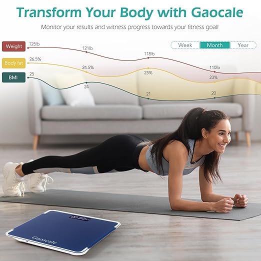 Blue Digital Scales for Body Weight,Highly Accurate Gaoscale Weighing Scale for Body Weight,Weight Scales Bathroom,Weight Scale with Sturdy Tempered Glass,LCD Backlit Display,180kg/396lb