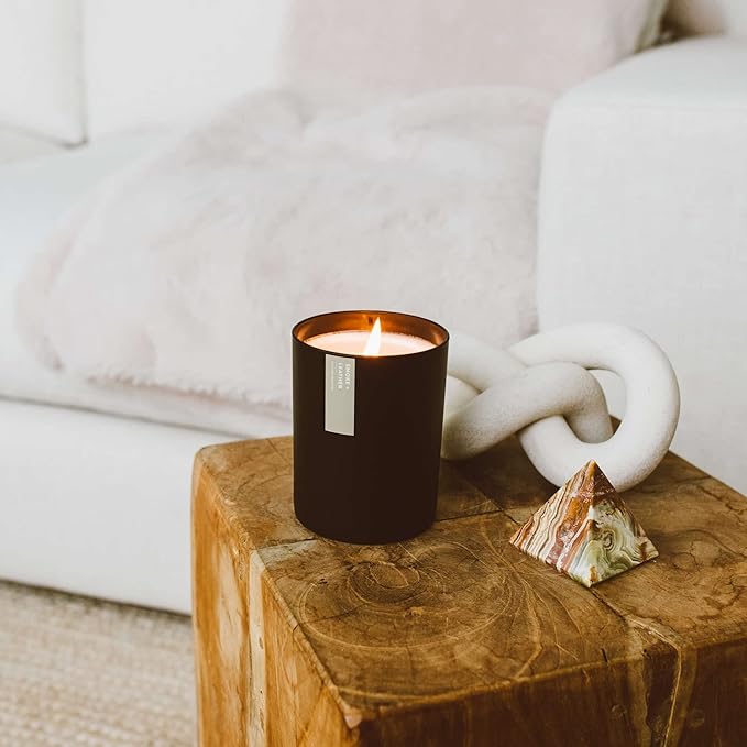 Calyan Wax Co. Soy Wax Candle, Smoke + Leather Scented Candle, 75 Hour Burn Time, Aromatherapy Soy Candles, Non Toxic & Vegan Soy Wax, Black Tumbler Scented Candles, 10.2oz