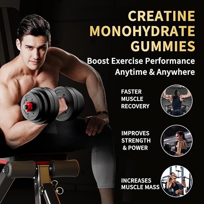 Creatine Monohydrate Gummies 5000mg for Men & Women - Sugar Free Pre-Workout Supplement, Chewables for Muscle Strength, Muscle Builder, Energy Boost, Mixed Berry Flavor, 120 Count