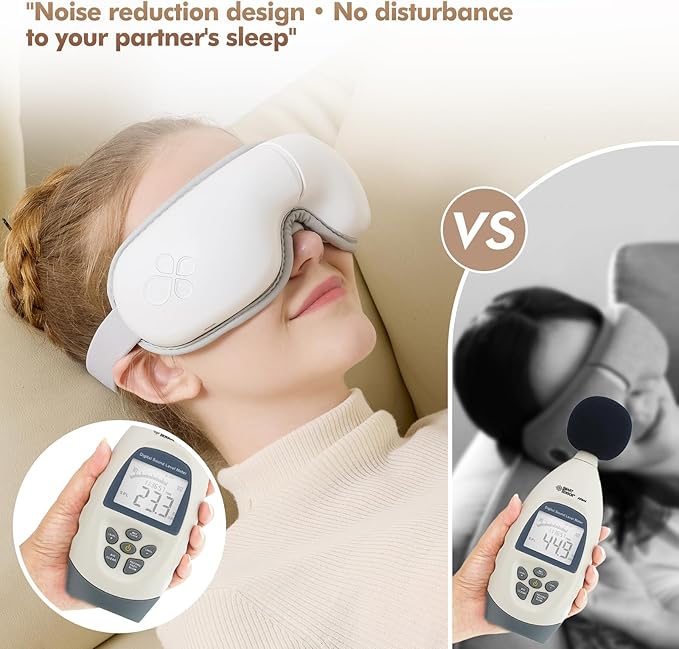 Eye Massager with Light-Blocking Design, 2025 Upgraded Eye Massager with Heat, 5 Modes & 180° Folding Design, Sleep Gift for Office, Travel, Home Use, Portable & Giftable