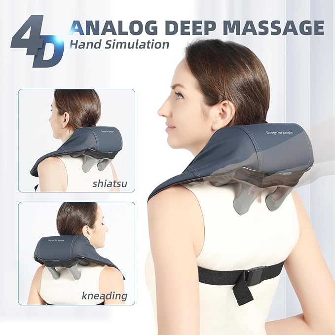 Neck and Shoulder Massager with Heat, Shiatsu Back Massager for Pain Relief, Cordless Electric Deep Tissue 4D Kneading Massage for Neck, Shoulder, Leg, Back Muscle Tension Release