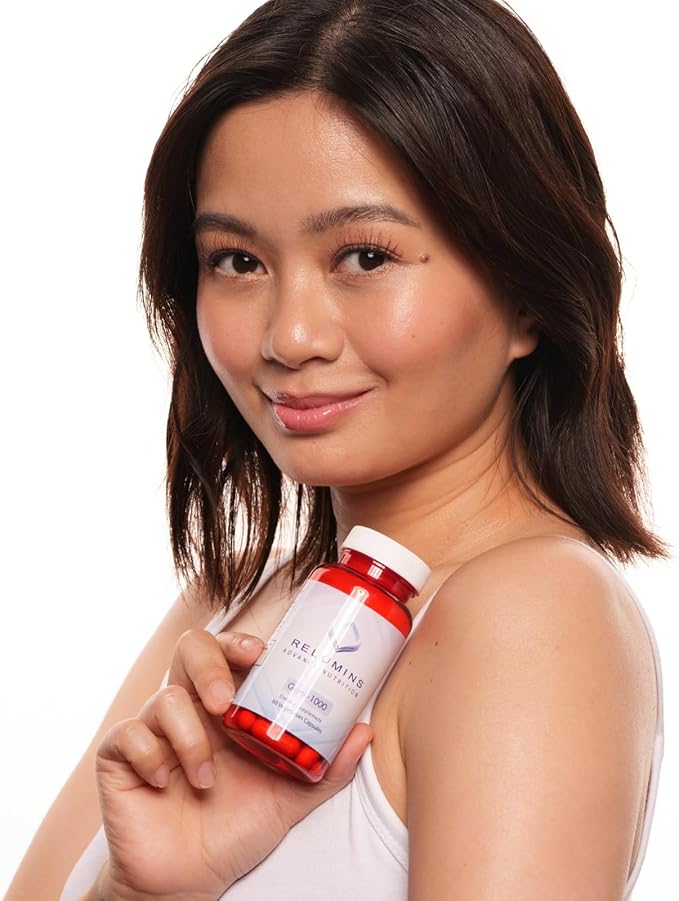 Relumins L Glutathione Supplement Complex - Reduced Glutathione 1000mg with Alpha Lipoic Acid & Rose HIPS Capsules for Nourished & Smoother Skin, Made in USA - 60 Caps